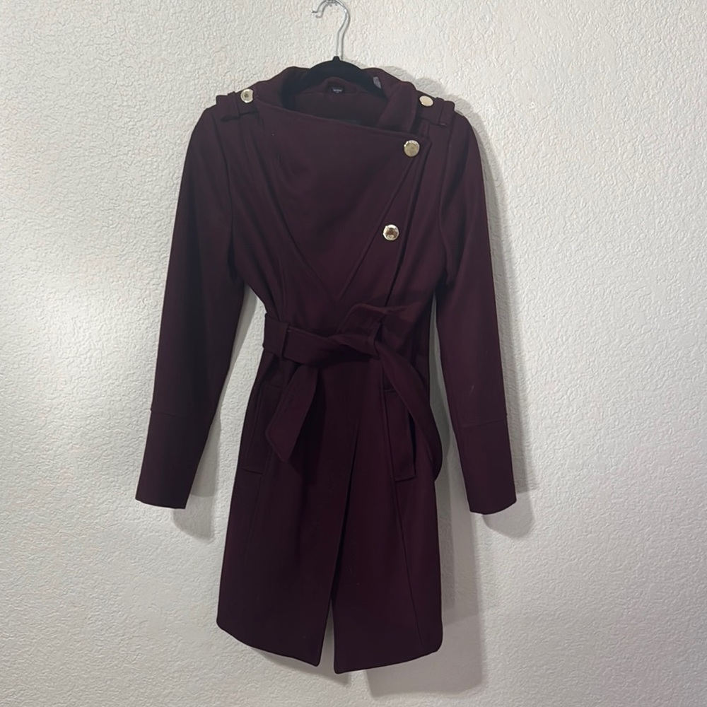 Guess Burgundy Asymmetrical Dress with Gold Accents